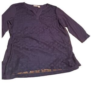 Chico’s t-shirt with lace overlay front, size 2 (Large)